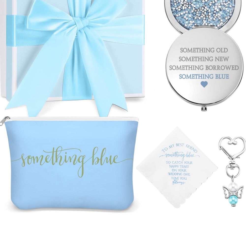Something Blue Wedding Gift Set - Light Blue Pouch & Keepsakes